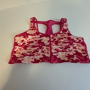 Ruby Ribbon Pink Camouflage Front-Zip Sports Bra